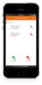 A picture of the mobile interface for locks.